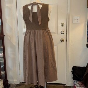 Cato Taupe Midi Sun Dress with Back Tie 3X-4X